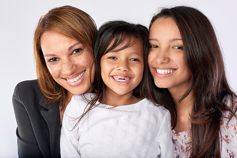 happy women and girl